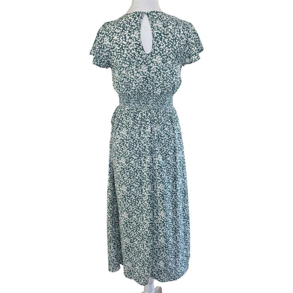 Sienna Sky Green & White Floral Faux Wrap Midi Dress XS - Picture 6 of 13